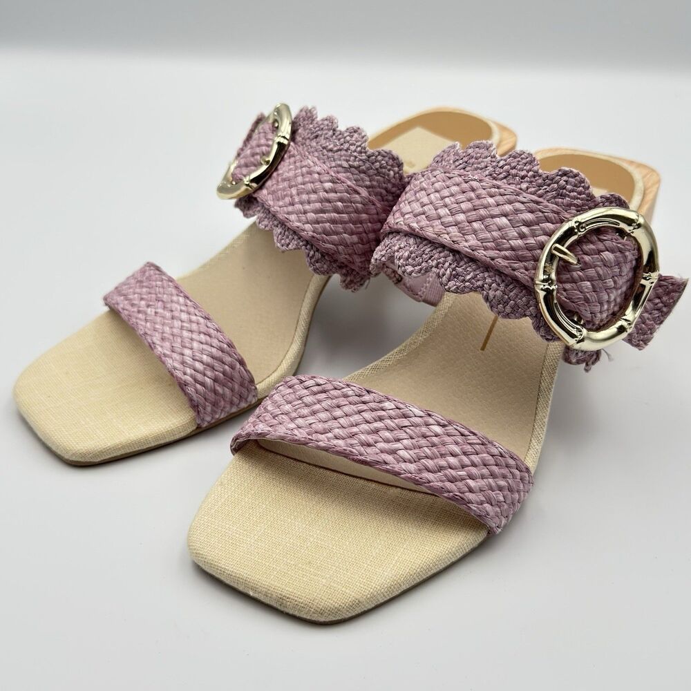 Dolce Vita Women’s Zophy Sandal Lilac Pastel Purple Raffia Upper Size 8.5